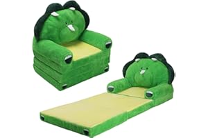 Foldable Kids Couch Toddler Backrest Armchair 2 in 1 Flip Open Sofa Bed for Chidren, Cartoon Comfy Soft Kids Chair, Steady Li