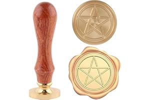Pentagram Wax Seal Stamp Sealing Wax Stamps Removable Brass Seal Stamp with Wood Handle for Envelopes Photo Album Postcard De