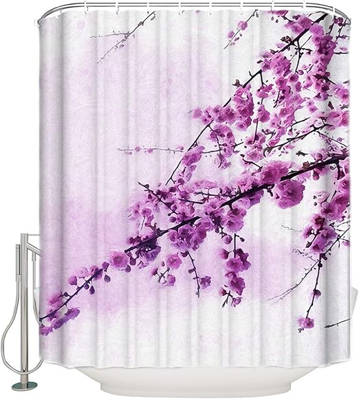 Amazon Com Z L Home Purple Plum Flower Shower Curtains For