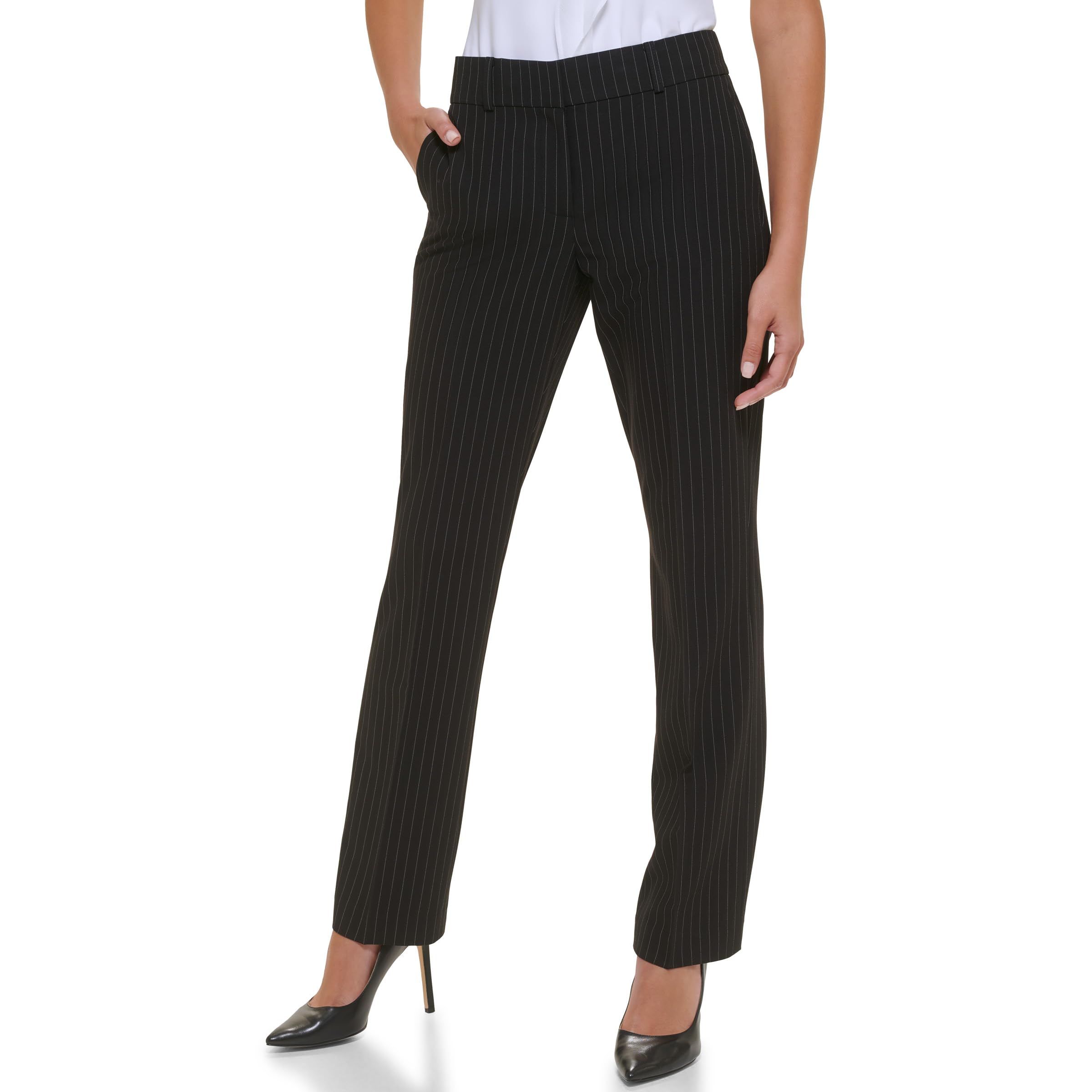 Tommy Hilfiger Pinstripe Sutton Bootcut Pants Black/Ivory 2