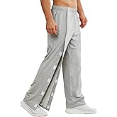 Deyeek Men's Tear Away Pants 2 Side Full Open Bottom Sweatpants Loose Fit Casual Adaptive Post Surgery Pants with Pockets
