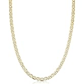 Kooljewelry Unisex Adult Classic Mariner Link Chain - 14k Gold Filled Necklace, Lobster Clasp