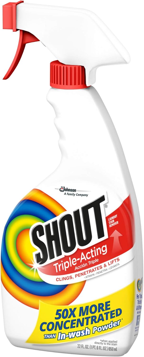 Shout Triple-Acting Laundry Stain Remover Spray Bottle for Everyday Stains, 30 fl oz Value Pack: Everything Else
