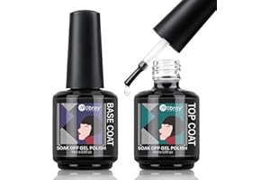 Mobray 15ml Gel Base and Top Coat Set, 2Pcs Clear Base Coat No Wipe Top Coat Soak off U V LED Base Gel and Glossy Top Gel ShineTop Seal Peel off Base Coat for Gel Polish and Poly Nail Gel