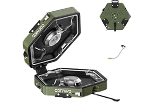 Cofiyard Propane 2-Burner Camping Stove with Carrying Bag and Gas Stove Pressure Regulator, Camping Essentials Folding Camp Stove with Flick-Style Ignition for Backpacking, Outdoor Cooking, Tailgating