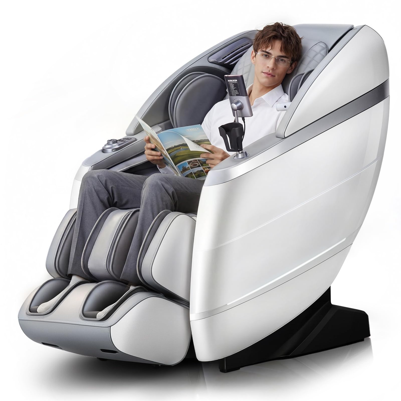 View 1 of ***Truck Trailer pick only*****HealthRelife 4D Massage Chair Full Body, 166° Flexible Track, 18 Modes, 11 Techniques, 36 Airbag Massage, with Yoga Stretch, Foot Massage, Zero Gravity Massage Recliner(Grey)