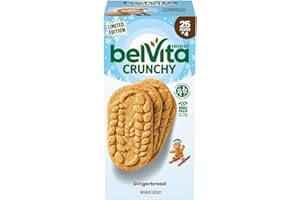 BelVita Crunchy Breakfast Biscuits, Gingerbread Cookies, 25 Packs of 4 1 Box