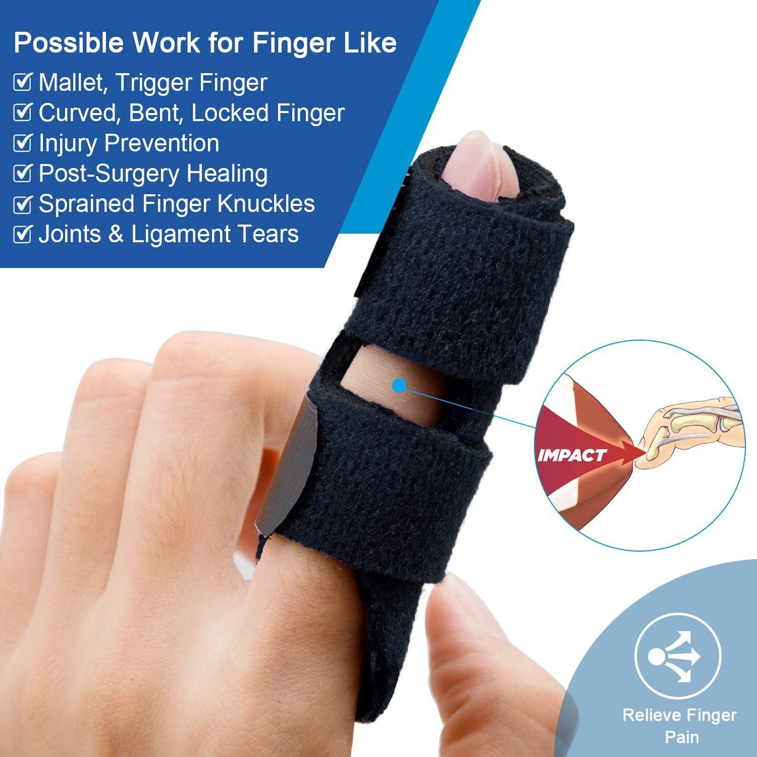 Trigger Finger Splint, Finger Knuckle Immobilization, Built-in Aluminium Support Trigger, Mallet Finger Brace Relieve Pain - Image 3