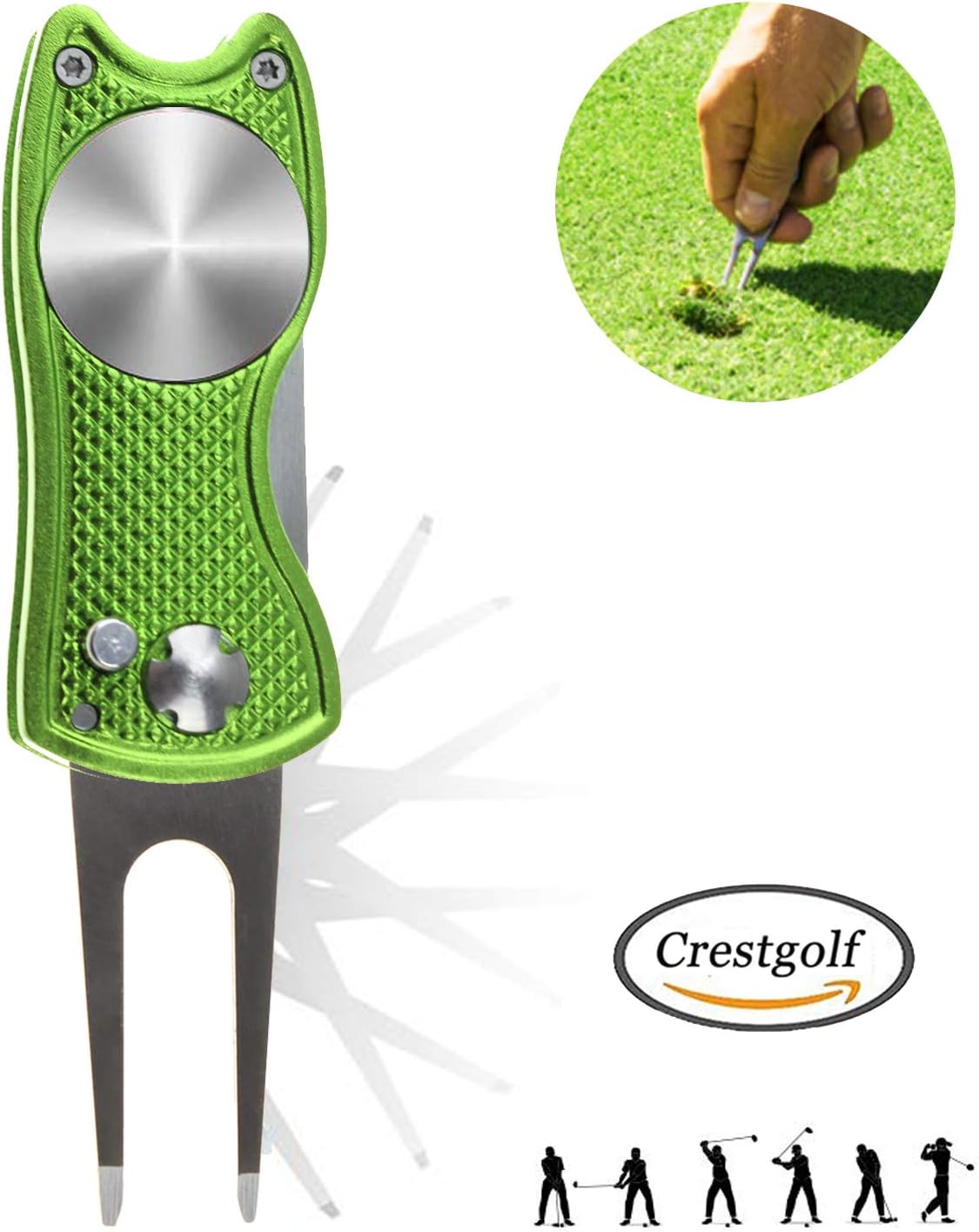 CRESTGOLF Switchblade Golf Divot Tool Golf Green Repair Pitch Fork(lemon) - Image 5