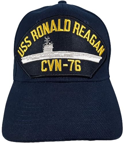 Ronald Reagan USS CVN 76 Commissioning Baseball Cap with Gold Leaf