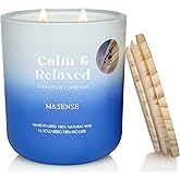 M&SENSE Eucalyptus Lavender Scented Candle, 14.1oz Non Toxic 80 Hours Burn Time Highly Scented Natural Soy Wax Aromatherapy Candle for Women Men, Stress Relief & Relaxing