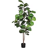 LUWENER 6ft Artificial Fiddle Leaf Fig Tree Plant,Fake Ficus Lyrata in Pot,Ficus Faux Plant Artificial Trees for Office Indoor Outdoor Garden Living Room Home Decor 1PCS-71in