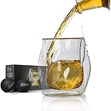 James Bentley Whiskey Glasses set+FREE Ice Ball Molds; Double wall glass for whisky glass set, for Drinking Scotch, bourbon,
