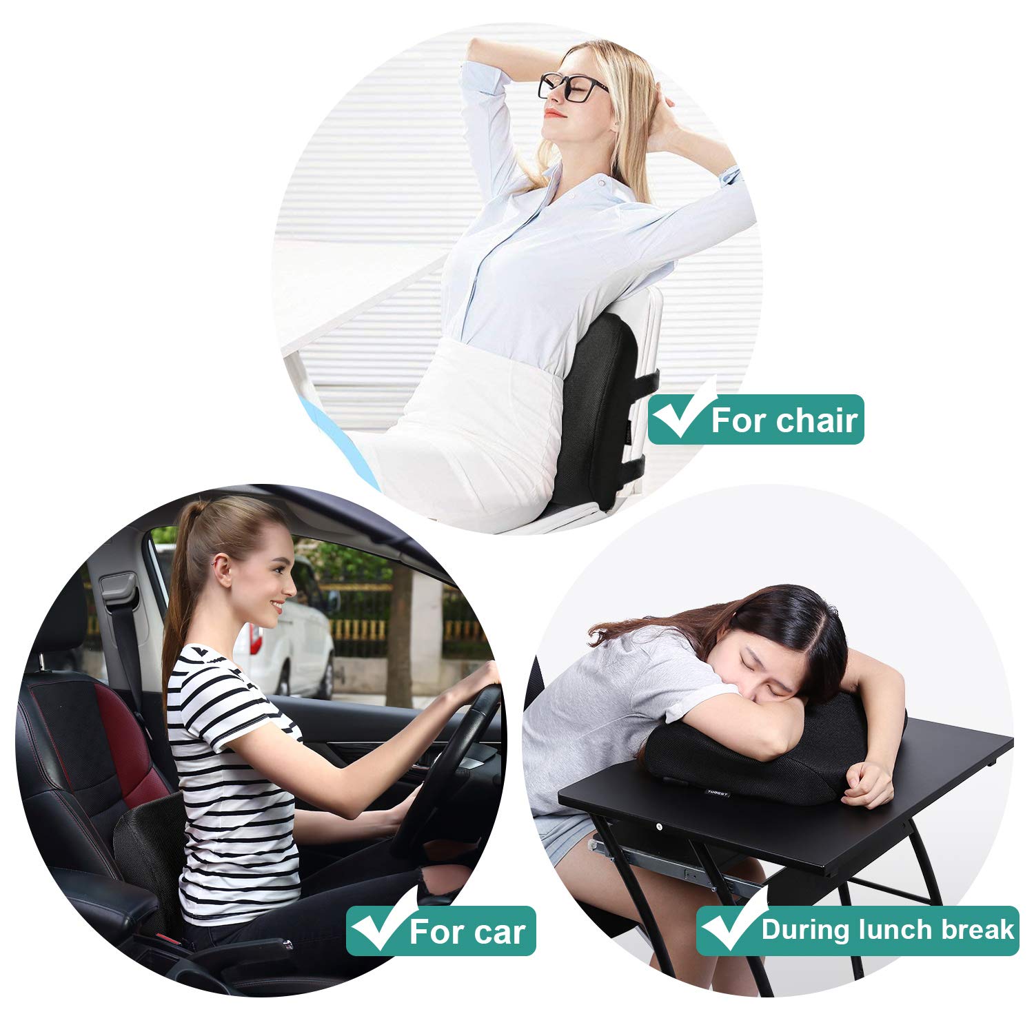 Tdbest Lumbar Support Pillow Premium Cooling Gel and Memory Foam Lumbar Cushion Lower Back Pain Cushion (Black)