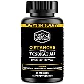 Cistanche Tubulosa 200mg &amp; Tongkat Ali 400mg (Max Purity) 2 Month Supply (50% Echinacoside + 10% Acetoside with Tongkat Ali for Men 200:1 (Longjack) Eurycoma Longifolia) similar to Fadogia Agrestis