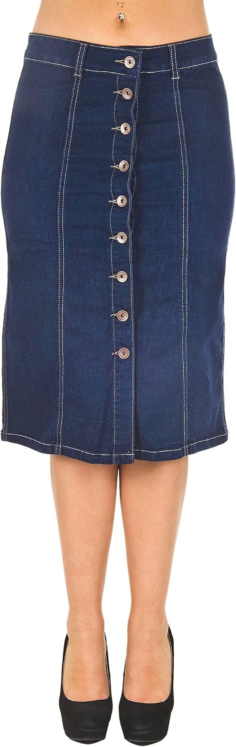 mid length button down skirt