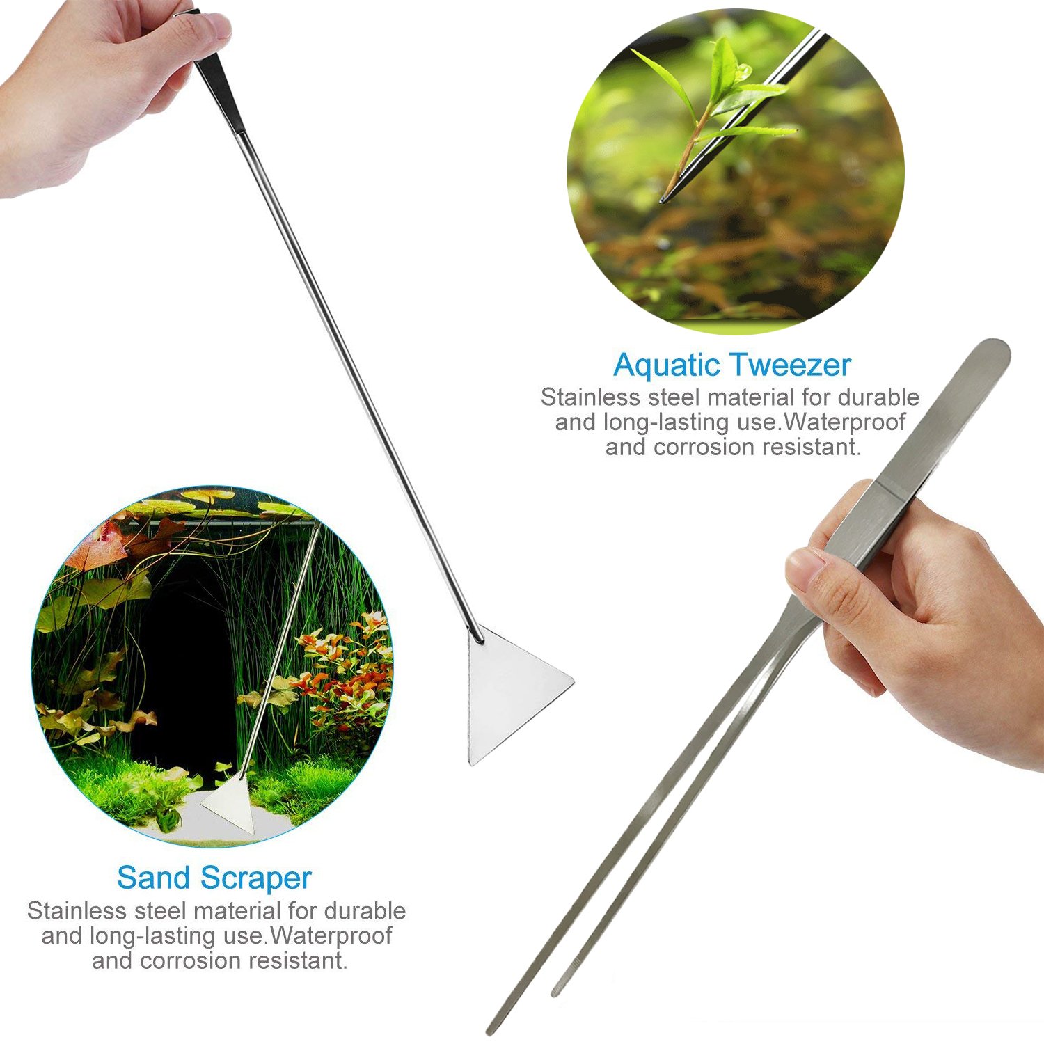 Skoye Aquarium Tweezers Scissor Spatula Tools 4 in 1 Long Stainless