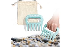 DOSTATNI Sand Scoop with Shovel Sand Flea Rake with Beach Mesh Bag Plastic Sand Sifter for The Beach Shell Scooper Shark Teeth Digger for Picking Up Shells Sea Glass Hunting Tools Beach (Blue)