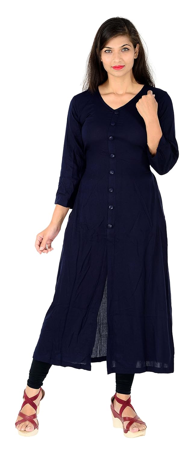 vaidehi creation women v neck style loose plain casual long kurtis