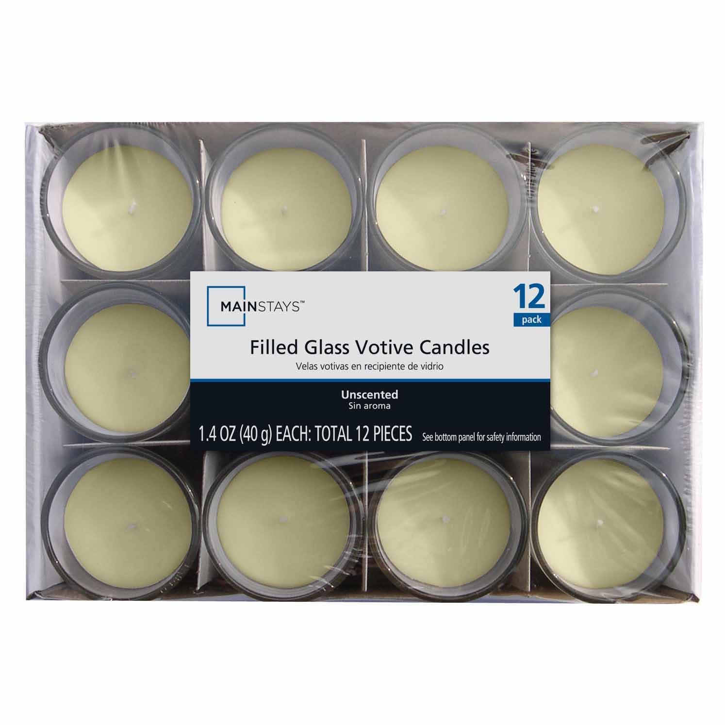 Mainstays Filled Votives, Unscented Ivory, 12-Pack