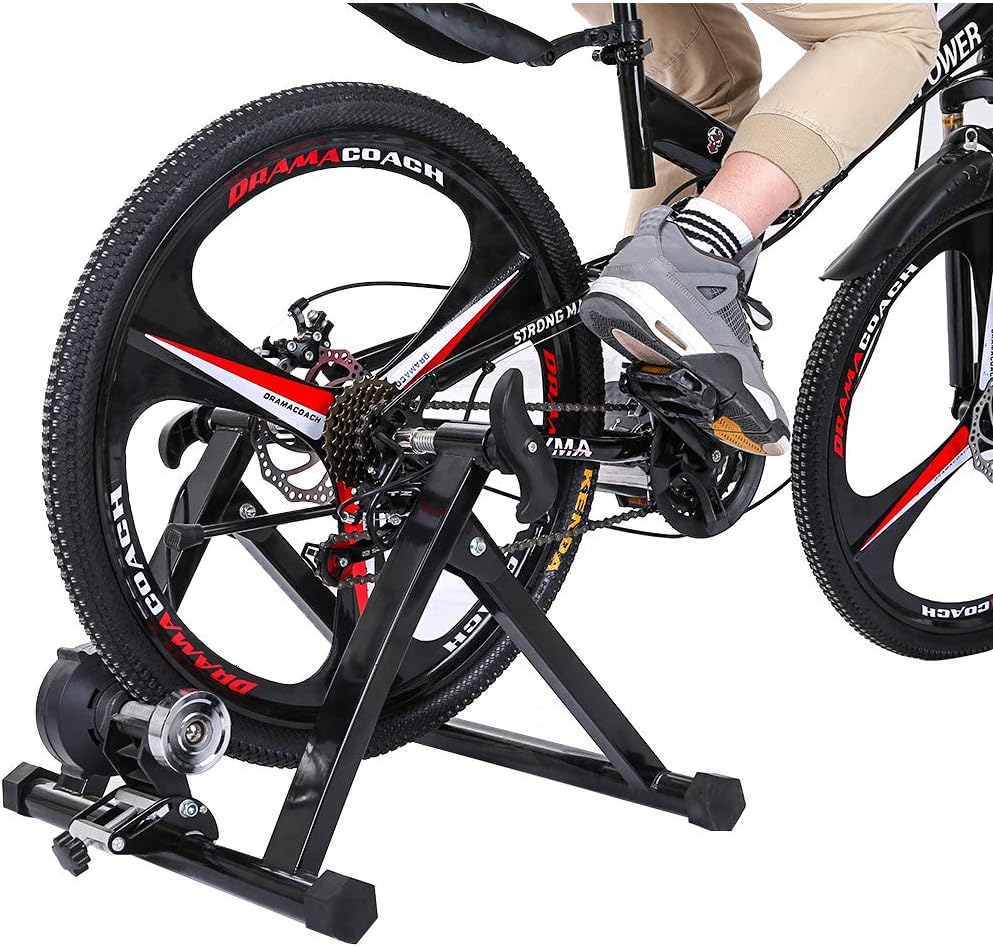Cibee Sports Bike Trainer Stand, Magnetic/Wire Controlled Bicycle Stationary Stand for Indoor Exercise, Quiet Noise Reduction Quick Release and Front Wheel Block, 24"–28"