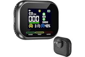 QXZFFF 6 in 1 Carbon Monoxide Detectors Plug in, Natural Gas Detector & Carbon Monoxide Detector & Battery Backup, HD Digital Display Monitors CO, Gas, Temp, Humidity, Smoke Alarm for Travel Home, RV