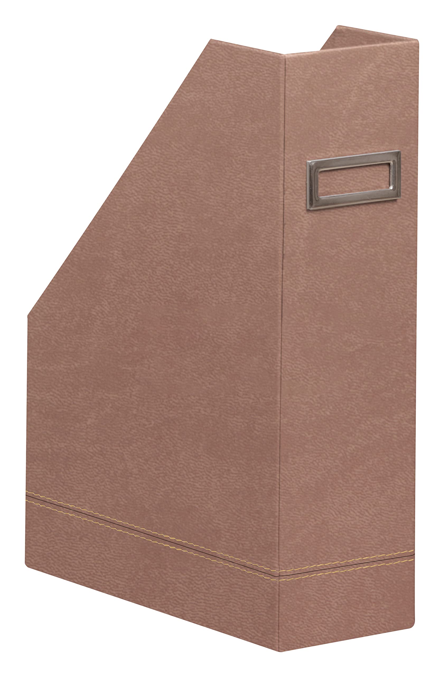 RHODIA 194544C - Rosewood Magazine Rack - 10x25x31 cm - Orange Saddle Stitching - Faux Leather Exterior - Home Office Collection Rhodiarama - Office Organization & Designer Storage