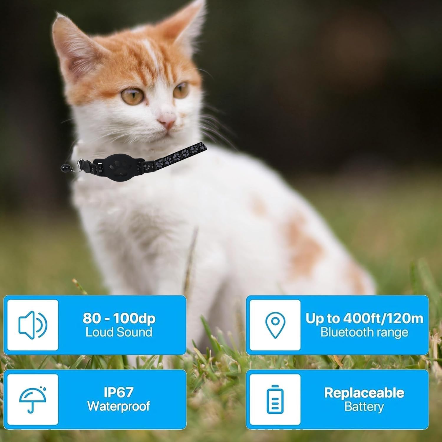 Cat Tracker GPS Collar for iOS and Android Smart Tracker with Dual System Bluetooth Air Tags for Pet Location Finder Compatible with Apple Find My and Google Find Hub