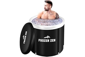 Frozen Zen Ice Bath Tub For Athletes with Lid, XL 105 Gallons Portable Ice Bath, Outdoor Cold Plunge Tub, Large Inflatable Ice Bath, Cold Water Therapy Training (1, white/black)