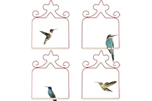 Eyrosa Hummingbird Swings 4 Pack, Rust Resistant Metal Frame, Red Hummingbird Perches with Wooden Dowel,Perfect for Hanging Outdoor Trunk Lawn Patio Garden Yard Porch