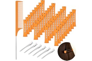 PROSUITES 43 Pcs Hair Perm Rods Set, Large Plastic Cold Wave Rods Orange Curling Rods with Rat Tail Combs Hair Clips for Long Short Hair