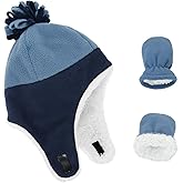 Zando Baby Winter Hat and Mitten Set Size 3M-7Y - Cute Fleece Sherpa Lined Warm Beanie for Toddler Kids Newborn Boys Girls