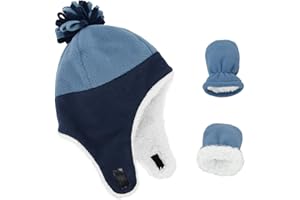 Zando Baby Winter Hat and Mitten Set Size 3M-7Y - Cute Fleece Sherpa Lined Warm Beanie for Toddler Kids Newborn Boys Girls
