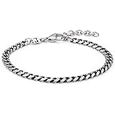 Galis Mens Bracelet - Cuban Link or Box Chain Layered Chain For Men - Premium Stainless Steel, Valentines Gift for him, Gold, Silver, Black Bracelet For Men 7-8" Size, 3-5mm Thick