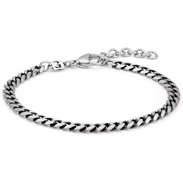 COOLSTEELANDBEYOND Men's Twisted Cable Cuff Bangle Bracelet - Stainless Steel, Adjustable, Silver & Black - View #3
