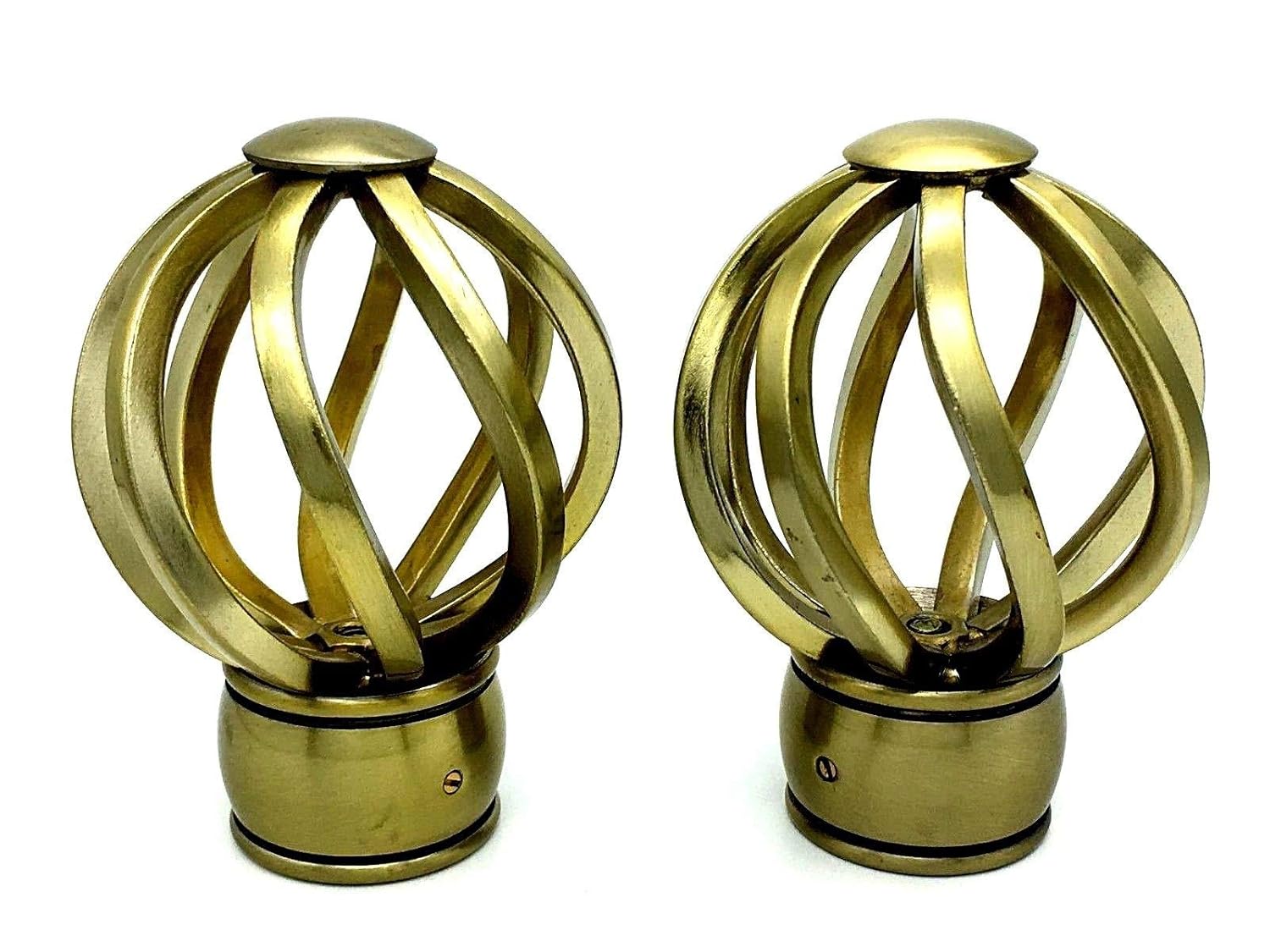 1 X Pair Of 35mm Curtain Finials With Antique Brass Effect Finish