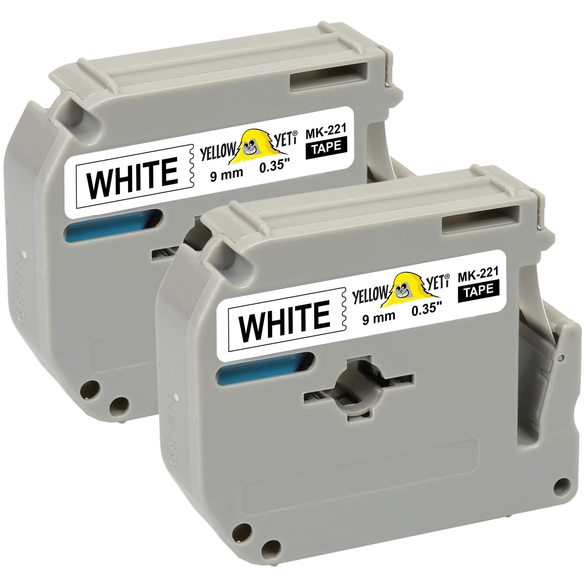 Yellow Yeti 2 Label Tapes M K221 MK221 MK-221BZ Black on White 9mm x 8m Compatible with Brother P-Touch BB-4 PT-55 PT-65 PT-70 PT-80 PT-85 PT-90 PT-M95 PT-100 PT-110 Label Makers