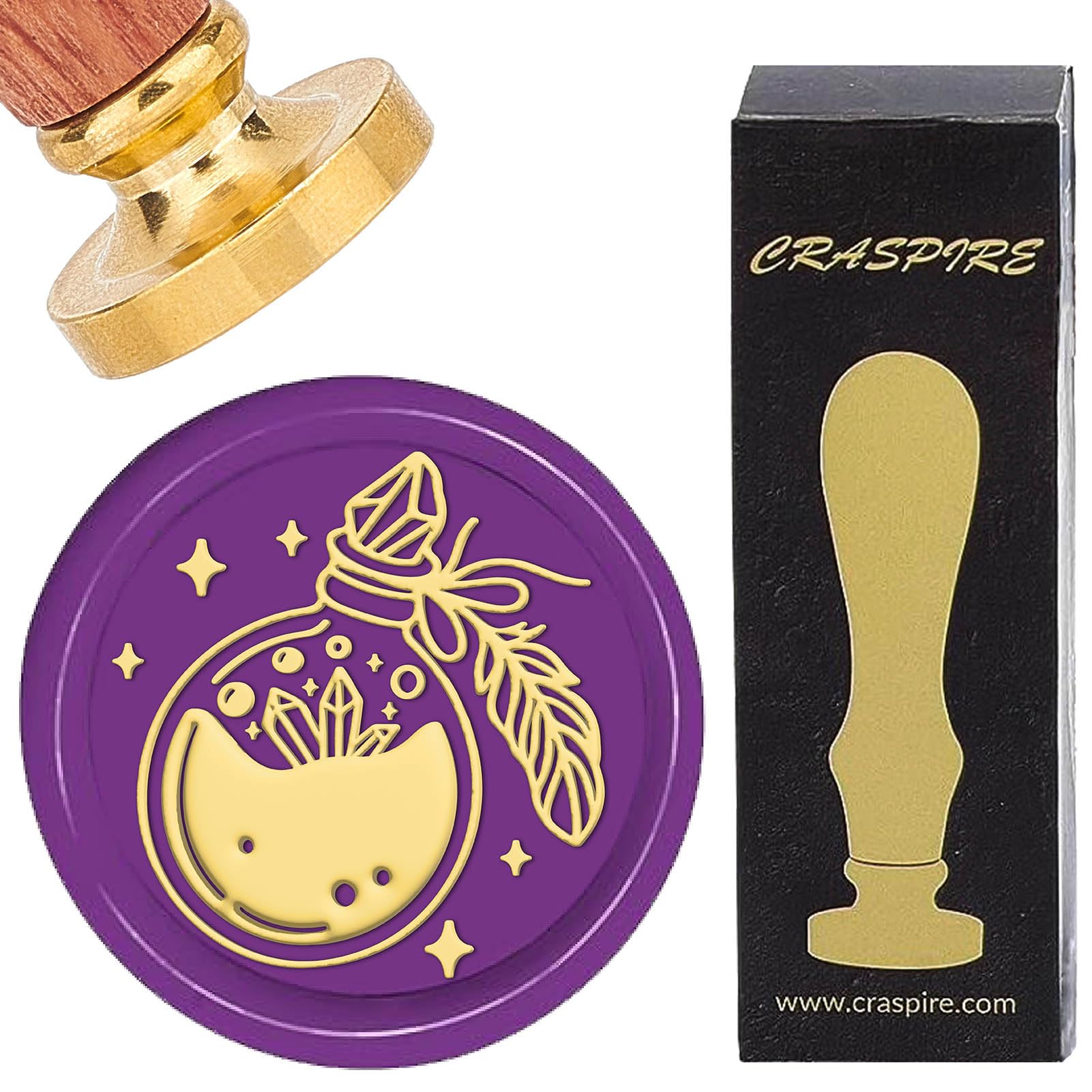 CRASPIRE Wax Seal Stamp Magic Potion with Crystal 25mm Sealing Wax Stamps Star Retro Rosewood Handle Removable Brass Head for Wedding Invitations Envelopes Halloween Christmas Thanksgiving Gift
