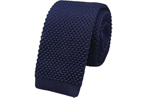 Vizakiss Men's Solid Color Skinny Knit Tie Smart Formal Cotton Necktie Flat Bottom