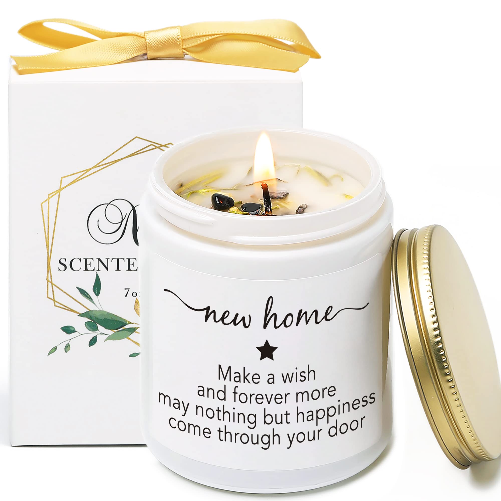 Housewarming Gift for New Home, New Home Gift, Housewarming Candle Idea for Women Friend, Moving in, Vanilla & Lavender Scented Candles with Crystal