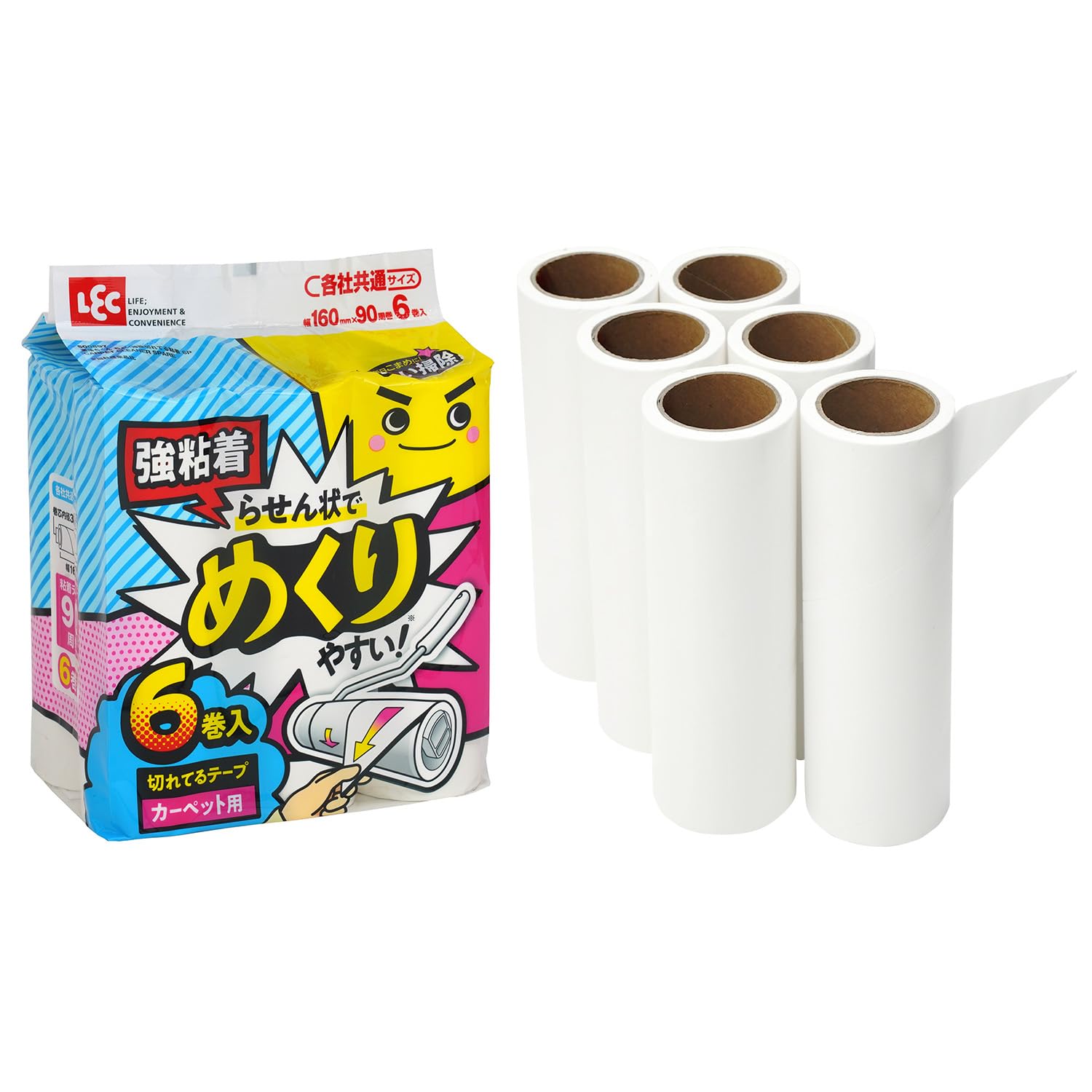 レック 激落ちくん らせん状に切れてる めくりやすい 粘着テープ (90周巻×6巻入) 各社共通サイズ 強粘着商品画像