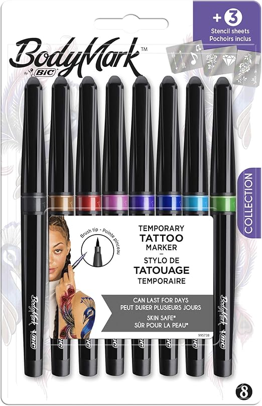 Bodymark By Bic Temporary Tattoo Markers and Stencils