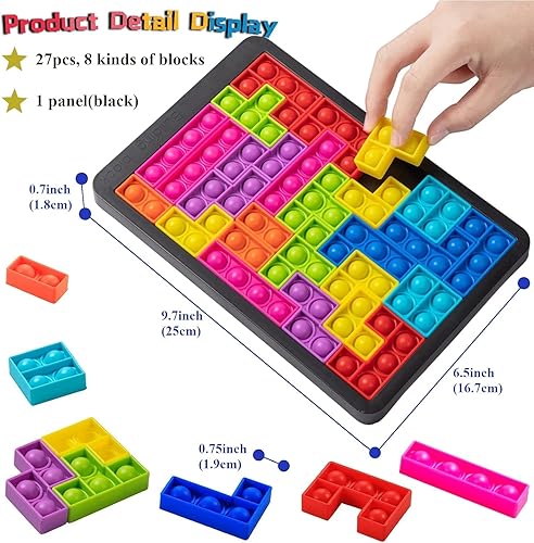 Pop Fidget Puzzle,Bubble on It,Push Jigsaw Board Toy(Black) in