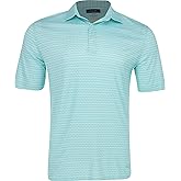 Greg Norman ML75 Recycled Microlux Houndstooth Stripe Sea Tint Shirt Men XXL