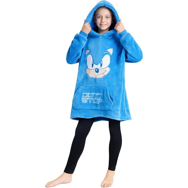 Official Sonic The Hedgehog Hoodie Blanket – 41x57 Inch Super Soft Throw, Perfect For Gifts & Anime Fans