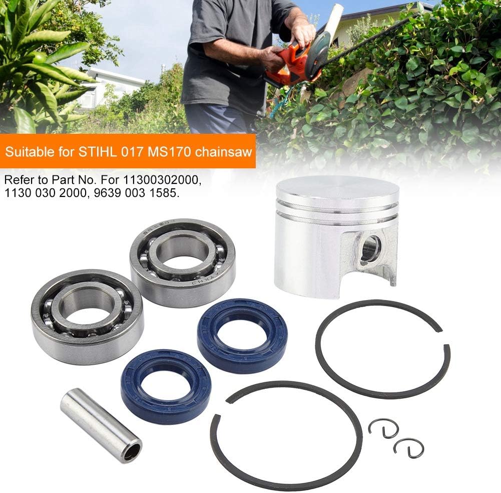 TOPINCN 37Mm Piston Ring Oil Seal Gasket Bearing Kit Assembly Fit for Stihl 017 Ms170 Chainsaw Parts - 8Mm Pin - Image 5