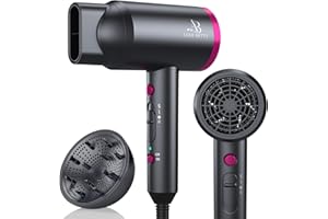 ANNE BETTY Hair Dryer with Diffuser for Curly Hair, 1800W Ionic Blow Dryer for Women & Men, Fast-Drying, Lightweight, Low Noise, Hair Care Styling Tool for Home, Travel