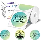 Joatuxul 2 inch Round Thermal Labels for T50M Pro/M110/M120/M220 Label Maker, Thermal Printer Labels for Barcode, Shipping, Customized, Circle Direct Thermal Stickers 140 PCS/1 Roll, Gradient Green