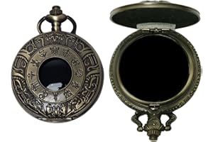 AGERYU Obsidian Scrying Mirror, Natural Healing Crystal Obsidian Mirror with Bag, for Divination, Meditation, Healing, Feng Shui (Pocket Watch-7)