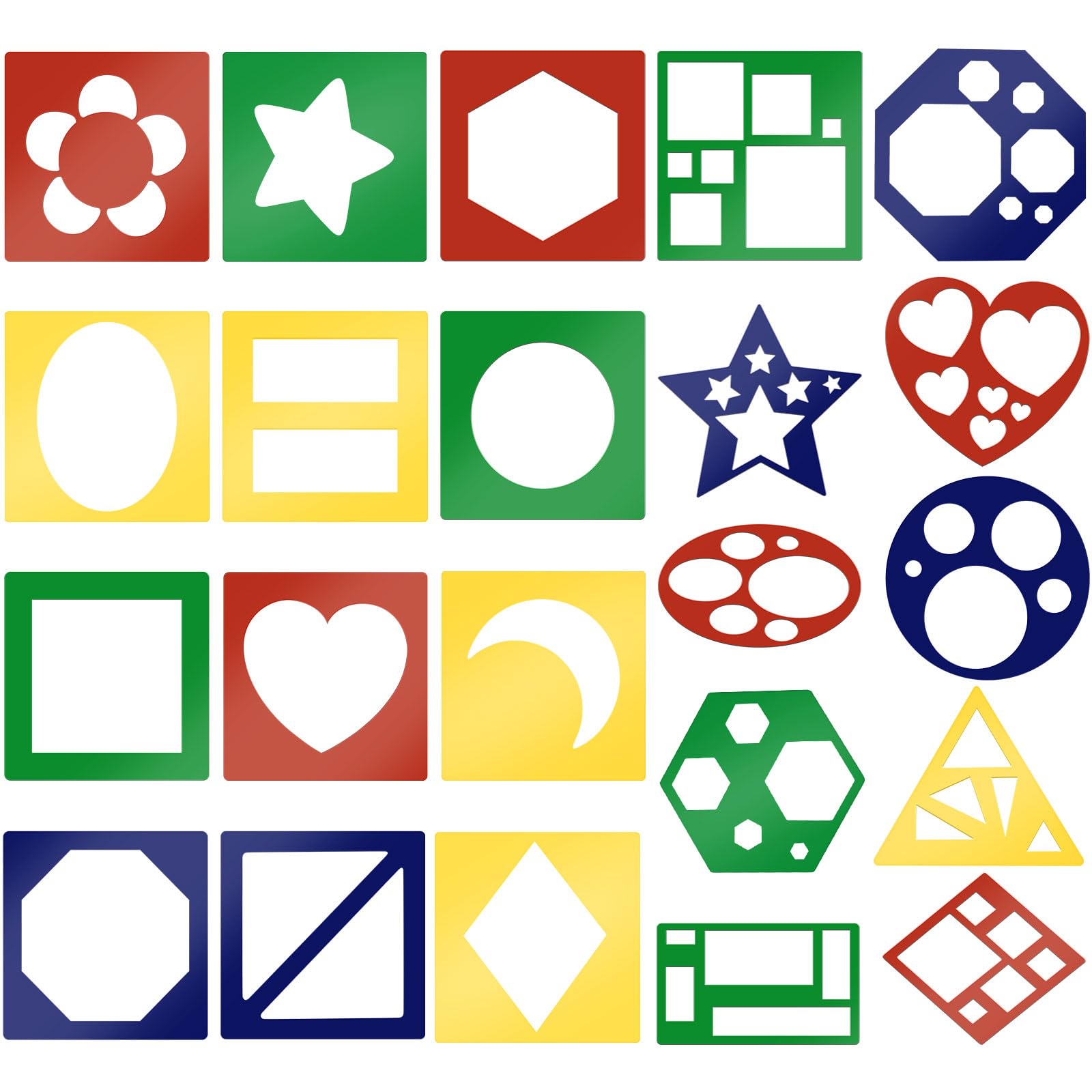 MWOOT Geometric Shapes Stencils Template Set for Kids Children Painting Craft,Simple Shapes Colorful Drawing Stencils for Drawing Learning (Pack of 22)